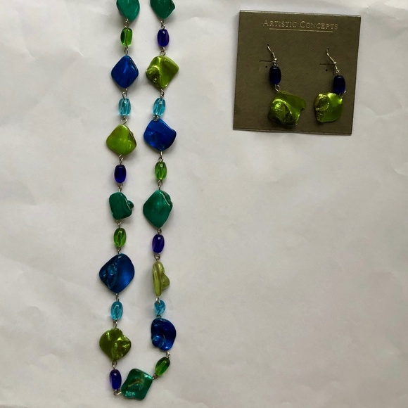 Stone Necklace & Earrings set‎ - Picture 1 of 5